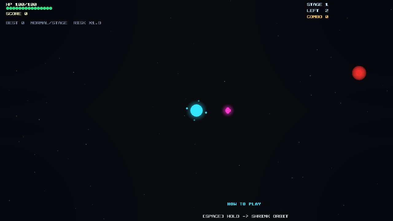 REFLECTORBIT のプレイ映像より: Shield で Meteor を反射する場面
